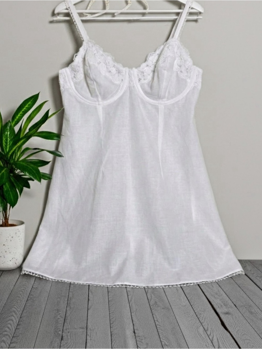 Auden White Cotton Lingerie / Dress Size Medium Underwire Babydoll